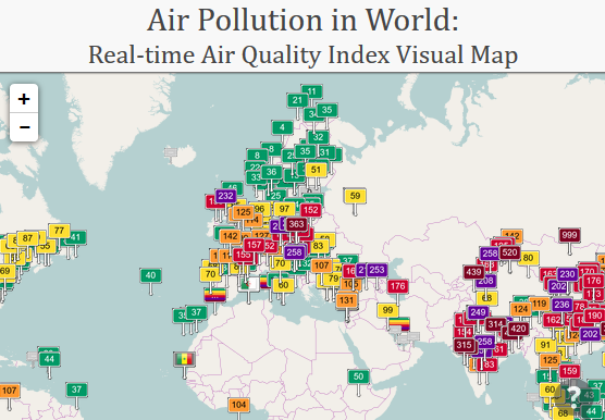 Air pollution in the world: Real-time air quality index visual map